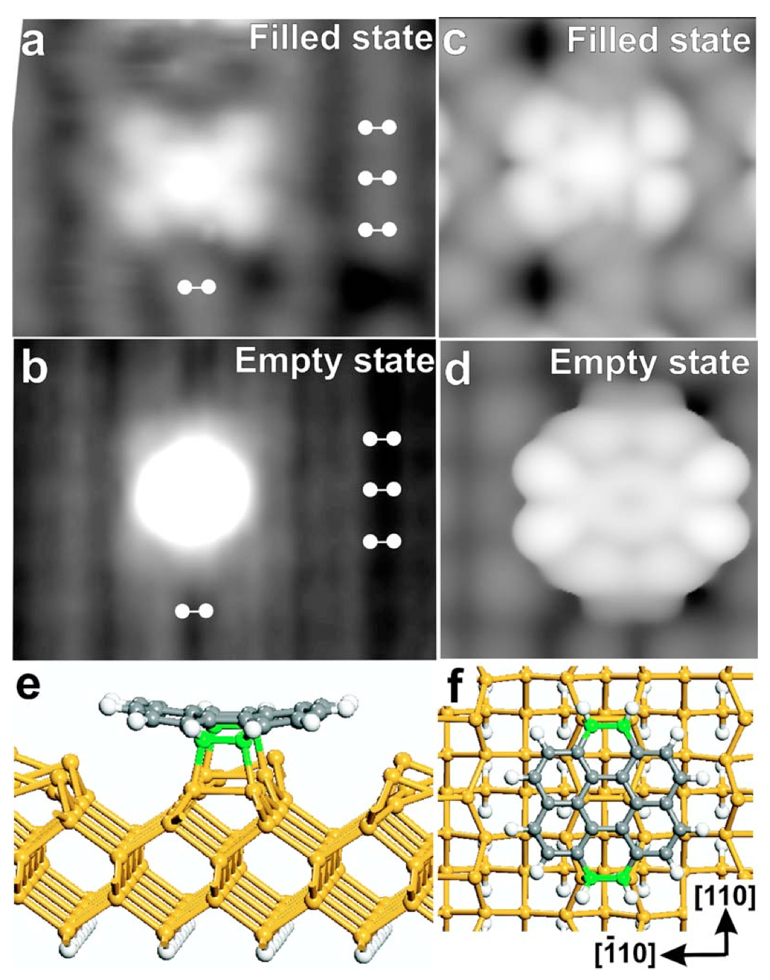 STM images and DFT structure of coronene on Si(001) from Suzuki et al. 2006