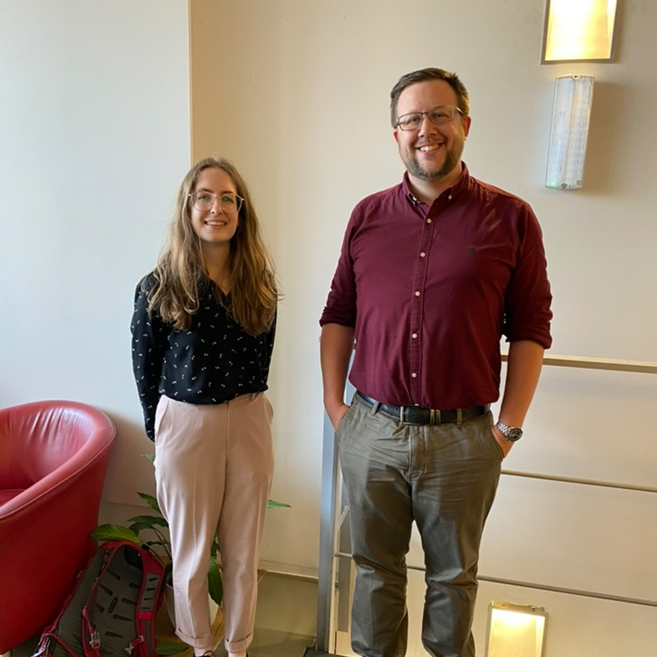Becky and her PhD examiner, Sam Jarvis